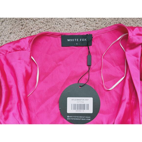 NWT White Fox Feather Trim Satin Pajama SET Hot Pink 2 Pc Small Barbie Feminine - Picture 8 of 10